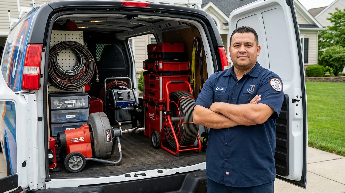 Professional drain cleaning equipment and Johns Plumbing LLC plumber in Hanover